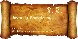 Udvardy Radvány névjegykártya